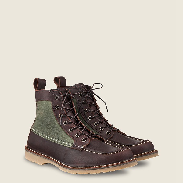 Red Wing Heritage Bot Erkek - Weekender Kanvas Moc - 6-Inch Oil-Slick Deri - Koyu Kahverengi - 74ZEU